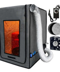 Printer Enclosure With Ventilation Filter And Speed Control 12V Fan 5000RPM For Resin 3D Printing, showing frame and accessories