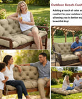 Replacement Cushions For Outdoor Furniture 60x40 Inch Waterproof Porch Bench Cushions for 2-3 Seaters with Ties and Backrest