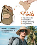 Men's UPF Sun Hat With Wide Brim Bucket Style For Fishing And Outdoors, Breathable Ventilated Design, shown folded and worn outdoors