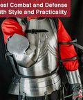Medieval Battle Ready 15th Century Italian Arm Armor Set With 16 Gauge Steel Straps Genuine Cow Hide Leather, side view