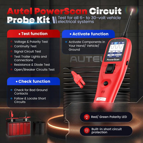All-In-One Power Circuit Tester Kit For Cars 12-24V Automotive Electrical Probe With Short Finder Pro-Grade AC DC Current And Resistance Duty Cycle Meter 20 Foot Extension Cord Works On 99 Percent Of Cars