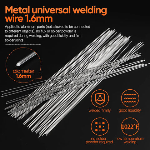 50 Pcs Universal Flux Core Welding Wire Kit No Flux Needed For Easy Aluminum And Steel Welds With A Super Low Melting Point And Strong Corrosion Resistance, 1.6mm diameter wires shown