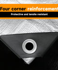Heavy Duty Waterproof Poly Tarpaulin 12x25 Feet Silver Black With Grommets And Reinforced Edges UV Resistant Tarp corner detail