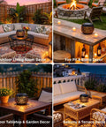 Outdoor Solar Lanterns Waterproof For Porch Garden Patio Vintage Leaf Pattern Metal Lanterns With Warm Flame Light shown in various settings