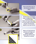 Using Pro Grade PTFE Thread Seal Tape Half Inch by 260 Inch For Plumbing And Water Lines, Leak Proof Seal, shown in three steps