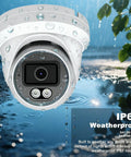 5MP Color Vu Full Color Night Vision Vandal Dome PoE IP Camera Outdoor 2.8mm Wide Angle H265 IP67 Waterproof NVR Ready Requires NVR For Operation Not Standalone under rain showing IP67 weatherproof capability