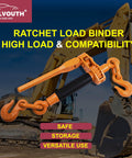 Heavy Duty Ratchet Binder 4 Pack Folding Handle Load Binder For 5/16 And 3/8 Grade 70 Chain, 7100 Lbs Working Load Limit