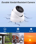 4K UHD PoE Security Camera System With NVR Kit For Home Or Business, Indoor Outdoor Wired CCTV Dome on cracked surface