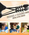 Image showing Kids KN95 Disposable Face Masks Pack of 50 for Small to Large Kids Breathable Everyday Use Protection With Comfortable Ear Loops FSA HSA Eligible Child Mask illustrating size and fit.