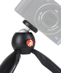 PIXI Mini Tripod With Handgrip For Compact System Cameras, DSLRs And Mirrorless, showing ball head and 1/4 inch screw detail