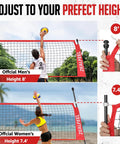 12Ft Volleyball Training Net For Backyard Play, Portable Freestanding Practice Net With Height Adjustable Frame demonstration