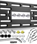 Universal Front License Plate Bracket Mount Kit With Anti Theft Stainless Steel Screws And Bolt Caps For Cars Without Pre Drilled Holes