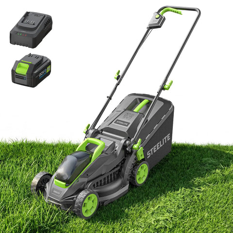 21V 13 Inch Brushless Cordless Lawn Mower With 4.0Ah Battery And Charger, lightweight 20.5 lb push mower on grass