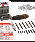 Beefy Half Inch Drive Hex Grip Impact Driver Kit With Quarter And Five Sixteenth Inch Bit Chucks S2 Bits Storage Case