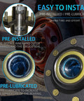 Trailer Hub Kit 8 Bolt 6.5 Inch for 7000 lb Trailer Axle, showing pre-lubricated bearings and grease seals in close-up.