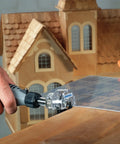 Quick Swap Mini Saw Rotary Tool Accessory For Boss Grade Perpendicular Cuts Up To Quarter Inch, cutting laminate with precision.
