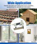 Heavy Duty Pneumatic Brad Nailer With Eighteen Gauge Nails for various carpentry and decor projects shown in collage