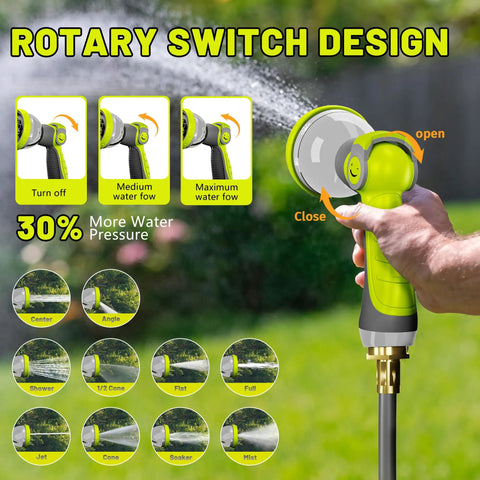 Rotary switch nozzle of Heavy Duty Automatic Wall Mount Garden Hose Reel With 160 Feet Of Kink Free Auto Rewind Hose
