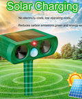 Motion Activated Solar Ultrasonic Outdoor Animal Deterrent With PIR Sensor Waterproof Yard Guard For Cats Dogs Squirrels Raccoons Skunks Rabbits Deer Foxes Humble Humane Noiseless Protection That Keeps Critters Off Your Lawn And Garden All Year, green