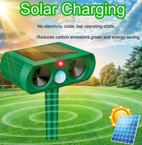 Motion Activated Solar Ultrasonic Outdoor Animal Deterrent With PIR Sensor Waterproof Yard Guard For Cats Dogs Squirrels Raccoons Skunks Rabbits Deer Foxes Humble Humane Noiseless Protection That Keeps Critters Off Your Lawn And Garden All Year, green