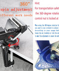 2-In-1 Dual-Purpose Bench Vise And Table Vise with 360-degree rotation, 3.0 inch jaw, clamped on workbench, blue finish