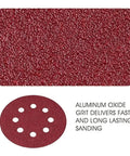 50 Pcs 5 Inch 125mm Wet Dry Sanding Discs With Eight Holes for Wood Metal Polishing showing aluminum oxide grit for sanding.