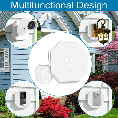Octagon Exterior Light Fixture Mount Block Kit 2 Pack Paintable White for camera, light, and doorbell mounts on vinyl siding