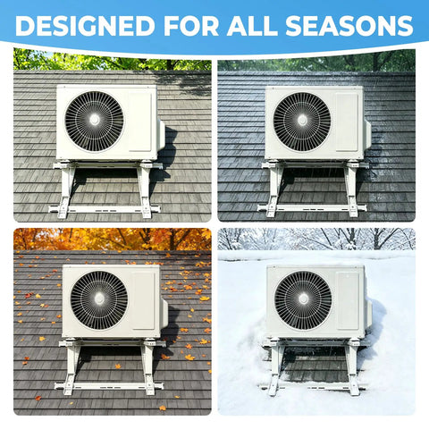 Rooftop Mini Split Mount Bracket for Ductless AC and Heat Pump, all-season use on sloped roof, supporting outdoor condenser.