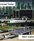 Heavy Duty Roof Ladder Rack For Open And Enclosed Trailers Adjustable Fit For 5.7 To 8.1 Foot Width 800 Pound Load Bearing Aluminum Tubes With Reinforced Base Plate For Built To Last Stability And Durability on enclosed and open trailers