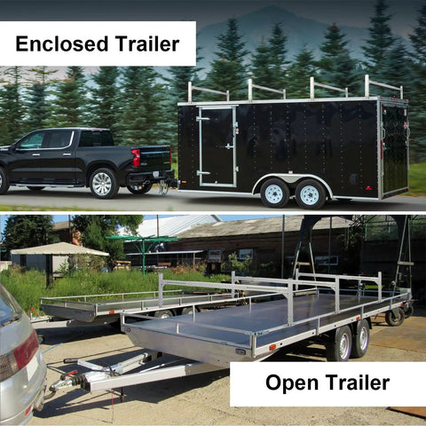 Heavy Duty Roof Ladder Rack For Open And Enclosed Trailers Adjustable Fit For 5.7 To 8.1 Foot Width 800 Pound Load Bearing Aluminum Tubes With Reinforced Base Plate For Built To Last Stability And Durability on enclosed and open trailers