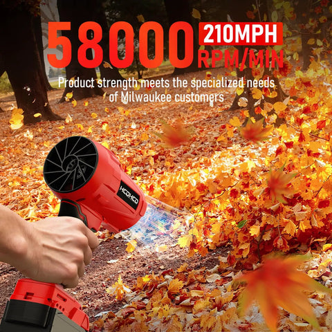 Cordless Leaf Blower 18V Beast Turbo Jet 580000RPM in use clearing autumn leaves from a patio, showcasing power and efficiency.