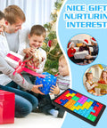 Family exchanging gifts with Slick Silicone Pop Puzzle Fidget Toy Buttery Smooth Push Pop Brain Teaser for kids during holidays.