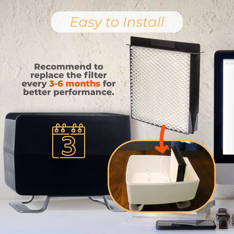 Must Have 1040 Replacement Wick Filter for Essick Aircare Humidifiers shown with install instructions
