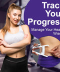 Woman using On The Go Body Fat Caliper That Gives Quick, Easy Readouts For Real World Fitness Goals at gym, measuring waist