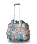 Patterned Lightweight Rolling Overnight Bag With Laptop Compartment for Weekender Travel Carry On Luggage With Wheels and Adjustable Handle