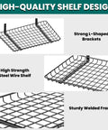 Garage Wall Shelves 12 By 24 Inch Heavy Duty Metal Wall Mounted Storage Shelf Set 2 Pack Black Rust Resistant Finish