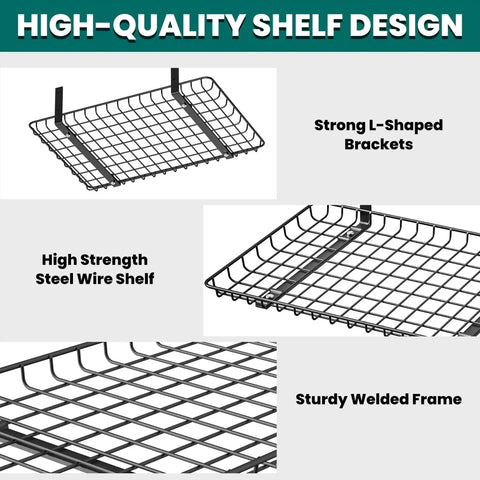 Garage Wall Shelves 12 By 24 Inch Heavy Duty Metal Wall Mounted Storage Shelf Set 2 Pack Black Rust Resistant Finish