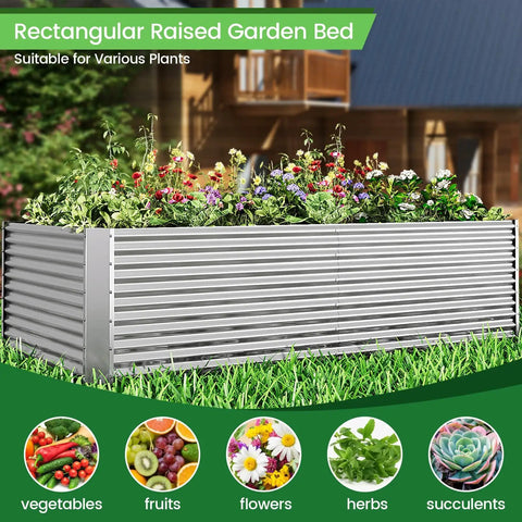 Two Pack Tall 8x4ft Galvanized Raised Garden Beds Outdoor Above Ground For Vegetables And Flowers Steel Raised Beds For Gardening With Deep 16 Inch Planting Space And Easy On The Back