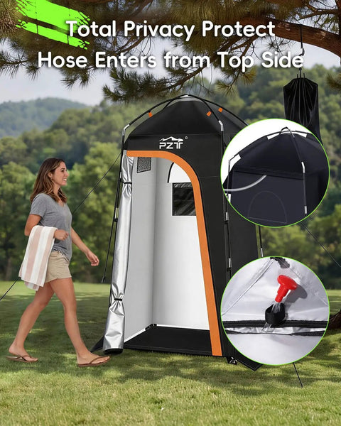 Go To Portable Shower Tent With Mesh Floor Carry Bag Easy Setup Lightweight Privacy Changing Room For Camping Hiking Fishing And Beach Trips Outdoors Now in use