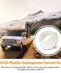 Twenty Piece Heavy Duty Plastic Santoprene Swivel Seals For Half Inch PEX Pipe Fittings And RV Water Lines To Plug Leaks Fast With Zero Drip Nonsense A Reliable Game Changer For Quick Swaps And Easy Installs with RV in background