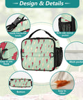 Insulated Lunch Bag With Shoulder Straps, Portable Cooler Bag For Office, School, And Travel, Lightning Bolt Design, Durable Polyester Construction, Spacious Main Compartment, Side Mesh Pockets For Drinks, Great For Meals shown with buckle handle and mesh pockets