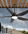 46 Inch Outdoor Ceiling Fan With Lights For Patio Gazebo IP65 Waterproof Remote Control 6 Speeds DC Motor, Black, Plug In