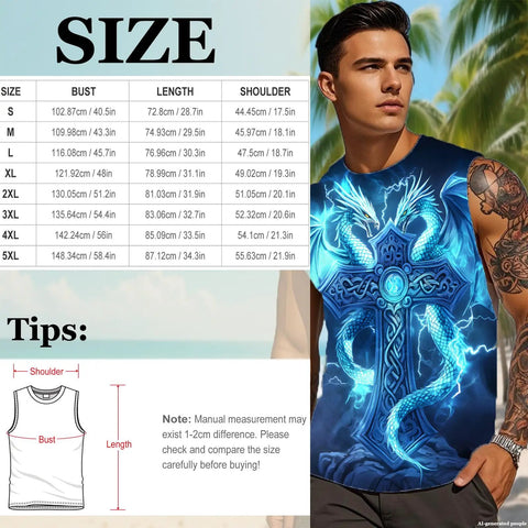 Mens Retro Washed Oversized Tank Top Featuring Vibrant Japanese Geisha And Sakura Cherry Blossom Print Relaxed Fit Y2K Streetwear Muscle Tee in size guide.