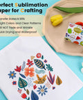8.5 X 11 Inches Sublimation Paper 30 Sheets 120 GSM For Inkjet Printers Dope Transfer For Tumblers Mugs And T Shirts used on textile with floral design