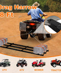 8 Ft Drag Harrow Driveway Grader for Gravel Sand Lawn with ATV attachment