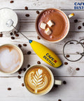 Electric Coffee Milk Frother Handheld Battery Operated Drink Mixer With Stainless Steel Whisk And Stand In Bold Yellow