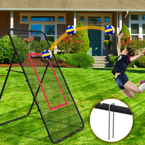 Adjustable 7x4 Ft Volleyball Rebounder Net for Backyard Training and Multi Sport Practice with angle adjustments