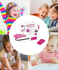 Kids Sewing Machine Toy With Realistic Pedal And Needle Threading For Needlework Practice displayed with children sewing