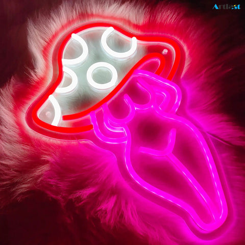 Lady Mushroom Neon Light LED Night Light USB Powered Sign For Man Cave Bar Bedroom Wall Decor Party Art Purple Glow