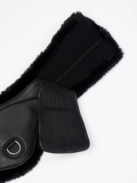 Contoured Girth With Ultra Soft Leather And Detachable Simuwool, Washable All Day Comfort Padding For Horse Skin, Cutaway Shape